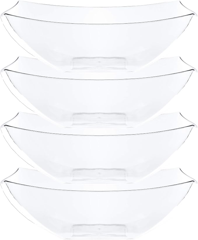 PLASTICPRO Disposable 128 ounce Square Serving Bowls, Party Snack or Salad Bowl by PLASTICPRO