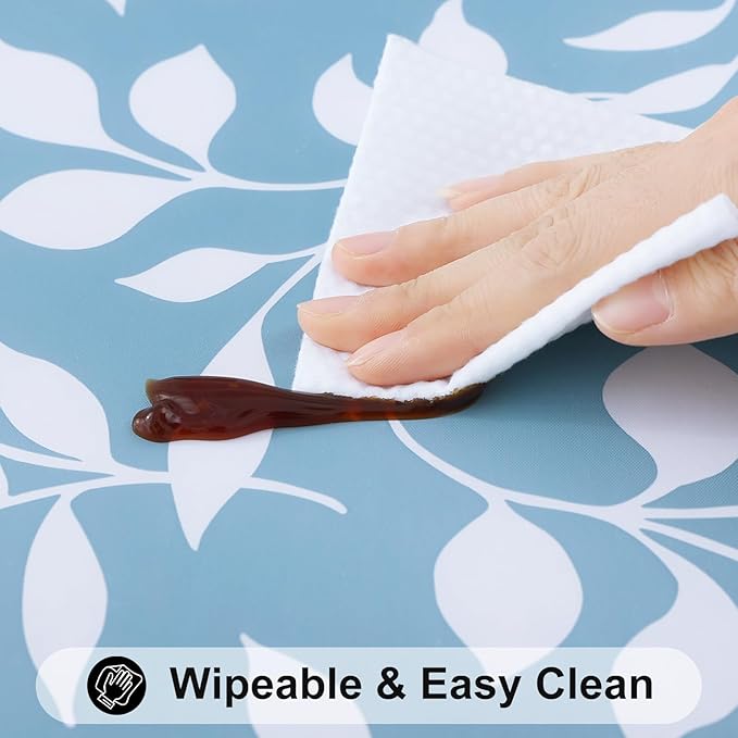 Smiry Rectangle Table Cloth Cover, Waterproof Elastic Fitted Picnic Tablecloth for 4 Foot Tables, Wipeable Flannel Backed Vinyl Tablecloths for Camping, Dining, Outdoor (Baby Blue, 24" x 48")