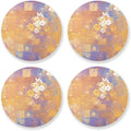 Retro Checker Board Groovy Flower Oil Painting Coaster by KLL