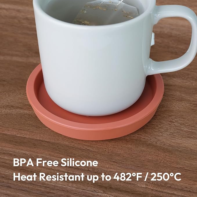 Carrotez Thick Silicone Coasters for Drinks, Round Bulky Cup Coasters for Coffee Table, Desk, Set of 2 - Burnt Orange