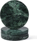 Koville Marble Coaster Set of 4, Round Coasters, 4" Stone Coaster for Drinks Coffee, White Marble Coasters for Coffee Table Home Bar Decor, Heat Resistant, Gift Choice(Green)