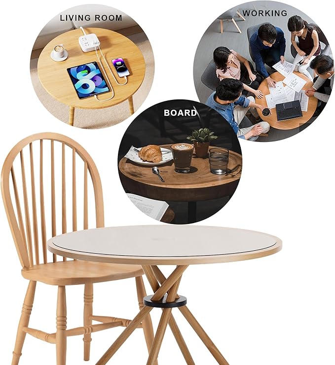 CENNBIE 30/24/20/18 Inches Round Table Mat - Cork Leather Placemats - Suitable as Side Dining Coffee Table Cover (Cream)