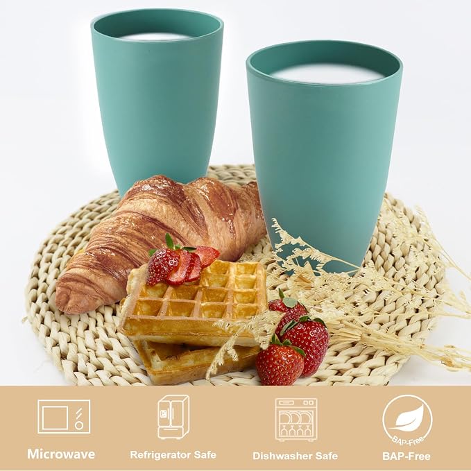 PYRMONT Wheat Straw Cups 20 Oz Alternative Plastic Cups Set of 6 Unbreakable - Image 3