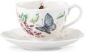 Lenox Butterfly Meadow Blue Porcelain Tea Cup and Saucer Set | Dishwasher safe by Lenox