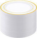 PULOTE 100PCS Gold Plastic Plates by PULOTEpartywareWesupplyproductsandyouenjoylife
