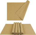 MANSPHIL Gold Fabric Placemats Set of 6 Faux Linen Table Mats Thick Cloth Place Mats Heat Resistant Double Layer Wrinkle Free Dining Kitchen Table Decor - 13x19 Inch Oeko Tex Placemat