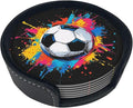 Colorful Soccer Sport Leather Coasters Set of 6 by Nameapo