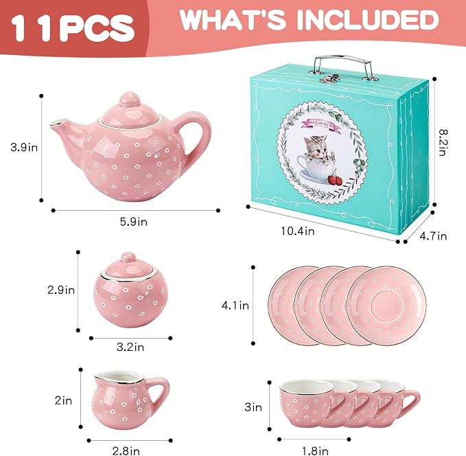 CHENP.HMC Tea Party Set for Little Girls, Girls Birthday Gift | 13 Piece Sets - Image 4