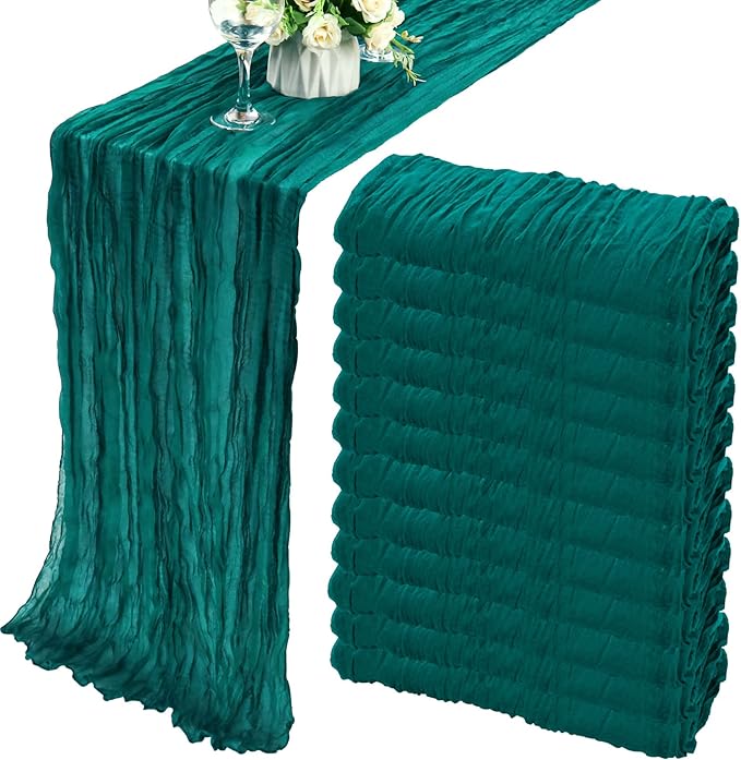 12 Pack 10Ft Cheesecloth Table Runner 35x120 Inch Boho Gauze Table Runner by Fivenl