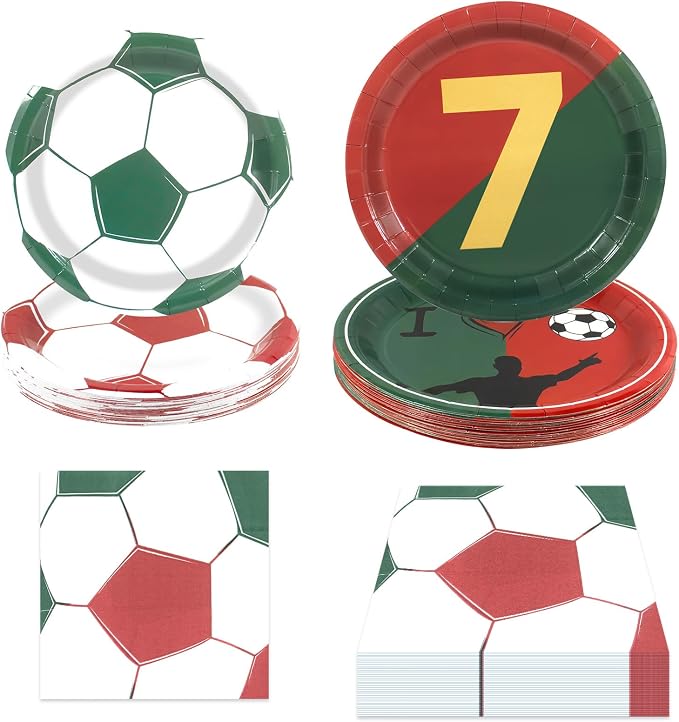 180Pcs Soccer Party Supplies Paper Plates and Napkins Serve 60 | Disposable by Hpscdyo
