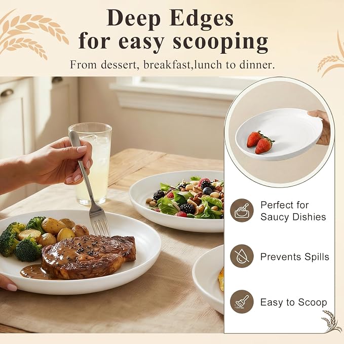 Wheat Straw Plates 10 Inch, Reusable Plastic Plates Set - Image 5