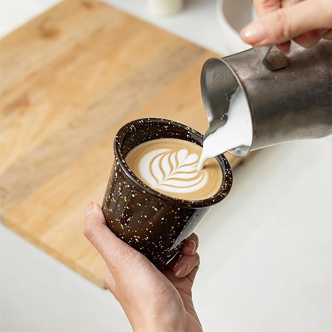 10oz Coffee Mugs Set of 4, Handleless Ceramic Coffee Cups, Cappuccino, Tea & - Image 3