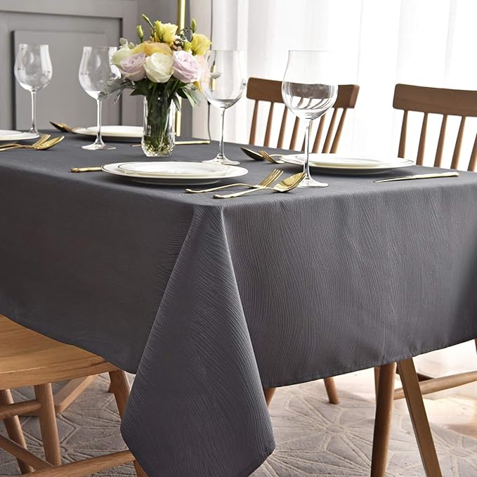 maxmill Square Tablecloth Swirl Design Spillproof Wrinkle Free Heavy Weight Soft Table Cloth Decorative Fabric Table Cover for Outdoor and Indoor Use Square 70 x 70 Inch Charcoal