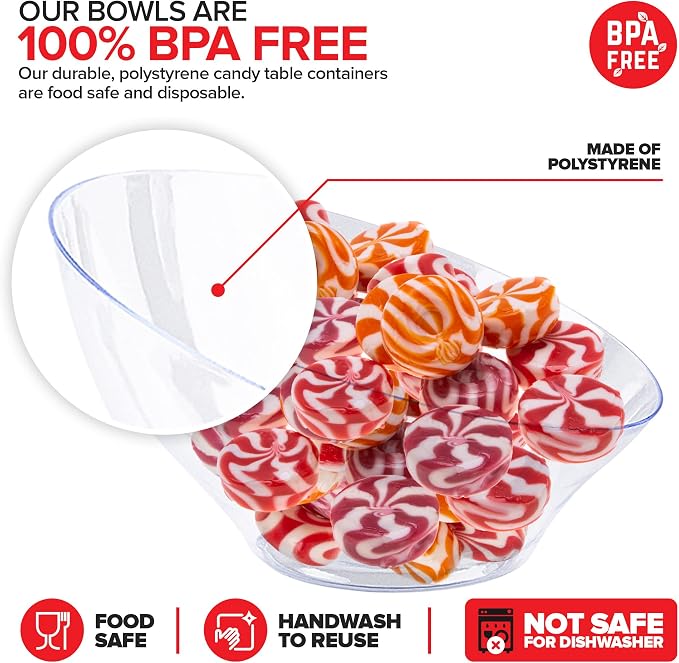 6oz Clear Plastic Serving Bowls Small Disposable Candy Dishes, Buffet Containers - Image 3