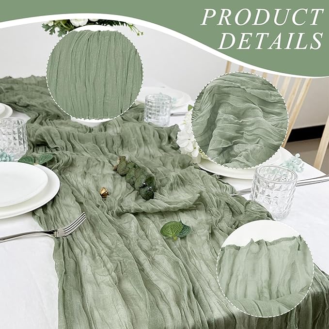 12 Pack Cheesecloth Table Runner, Runner Gauze Boho Wedding Decor Romantic - Image 3