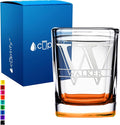 Personalized Square Shot Glasses Orange Bottom 2oz Engraved Initial and Name Custom Gifts, Weddings, Birthdays, Party, Event, Decorations