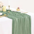 Sage Green Cheesecloth Table Runner 35x120in, 10ft Gauze Spring Table Runner by BlueTopCoLtd