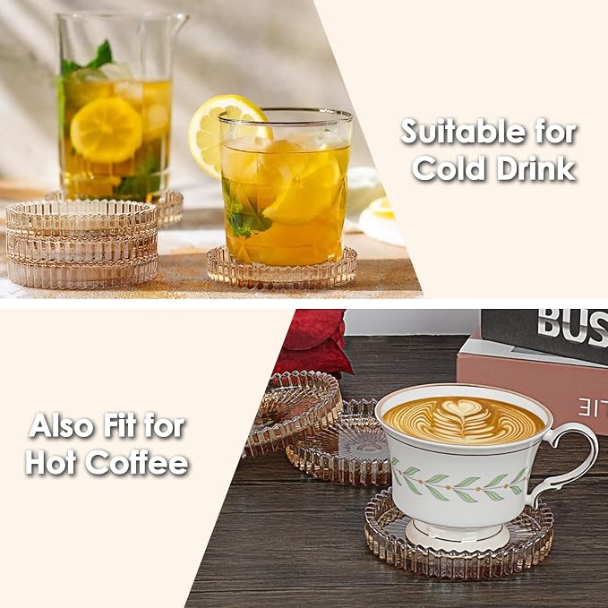 Modern Clear Glass Coaster Set of 8- Coffee Table Coasters, Crystal Coaster - Image 5