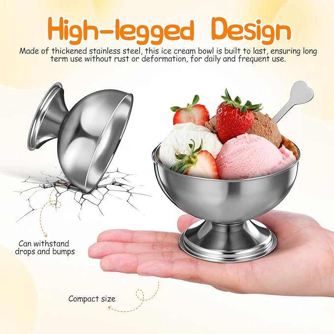 4 Pcs Stainless Steel Dessert Cup Dessert Cups Dessert Bowls Steel Desserts Gold Footed Metal Dessert Glasses Sauce Cups Pasta Salad Mug Ceramics Ice Cream Dish