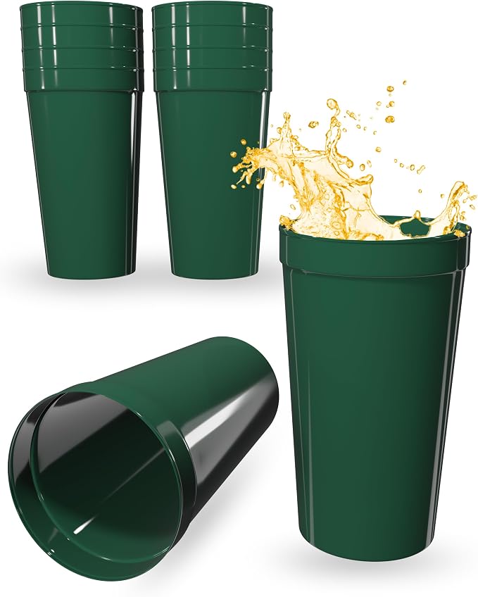 PartyPrints 10 Pack 32 oz Kelly Green Reusable Blank Plastic Cups, Colored by PartyPrints