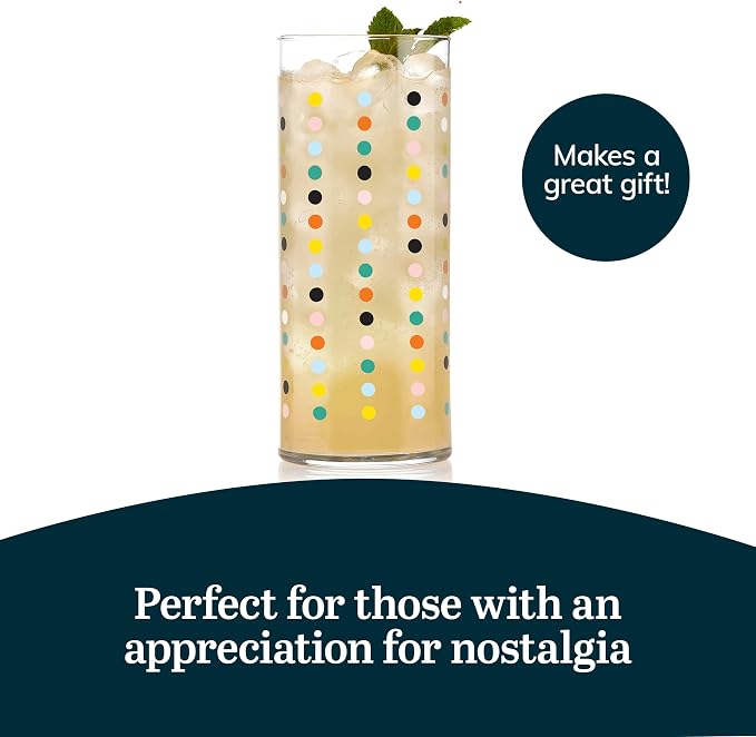 Libbey Vintage Dots Drinking Glasses Set of 4, Retro Polka Dot Design Glass - Image 5