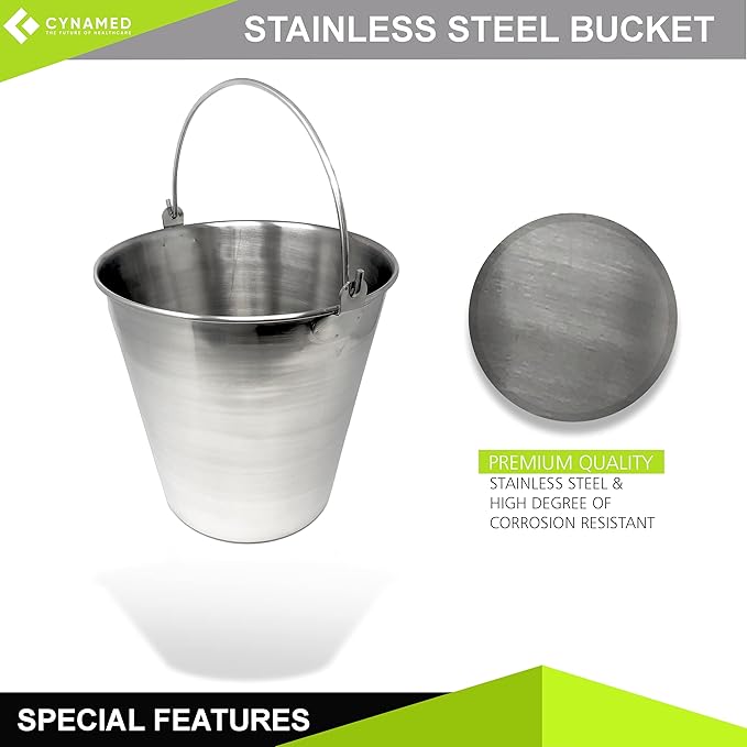 Lab Bucket Stainless Steel Perfect for Medical, Laboratory and Veterinary Applications (16 QT)