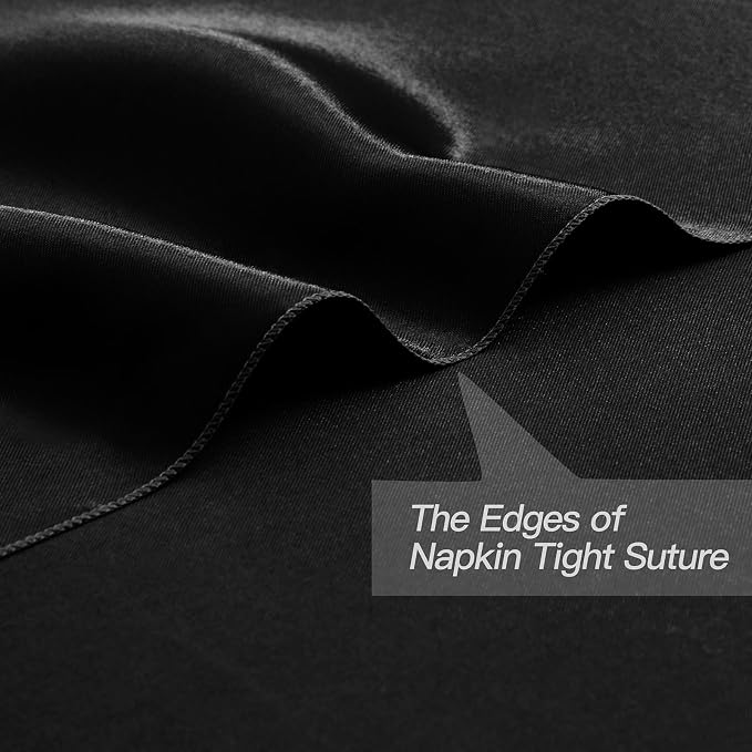 P Pothuiny 50 Pcs Black Satin Napkins 17 x 17 Inch, Satin Cloth Napkins | - Image 3