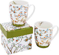 ALYC Fine China Coffee Mug Set – Bird and Branch Flower Teacup Design – 2Pack by ALYC