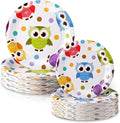 48 Pcs Cute Owls Plates Set Include 9 Inch and 7 Inch Watercolor Animal Disposable Plates Animal Party Decorative Dinner Birthday Tableware for Party Supplies