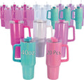 40 oz Sublimation Dazzle-Colour Tumbler with Handle Lid and Straw 20 Pack Stainless Steel Double Wall Vacuum Insulated Cup Tumblers Bulk Sublimation Blank Cupholder Friendly Mixed Colors