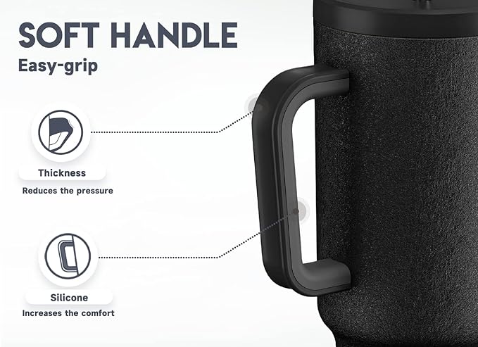 Meoky 40oz Tumbler with Handle, Leak-proof Lid and Straw, Insulated Coffee Mug - Image 4