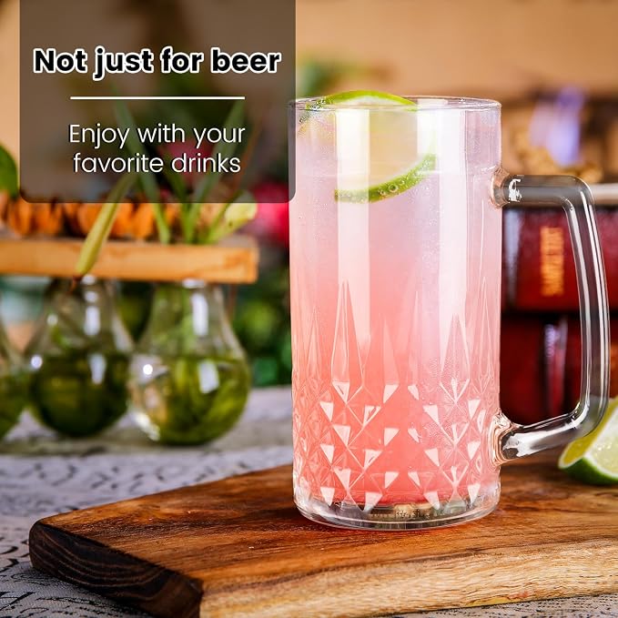 Beer Mugs For Freezer, 20 oz Large Heavy Glass Mugs - Image 5
