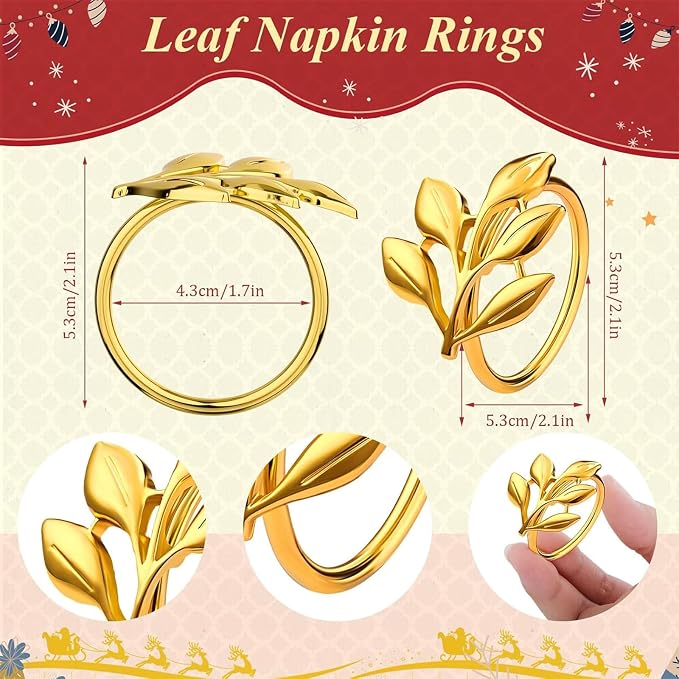 WILLBOND Leaf Napkin Rings Holders Fall Party Napkin Rings - Image 2