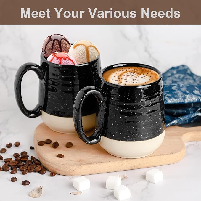 HASENSE Coffee Mugs Set of 4, 15 Ounce Ceramic Coffee Cups - Image 4