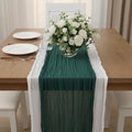 Cheesecloth Table Runner 2 Pack White and Dark Green, Boho Gauze Table Runner by Avolander