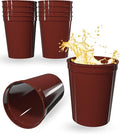 PartyPrints 10 Pack 16 oz Maroon Reusable Blank Plastic Cups, Stadium Cups Bulk by PartyPrints