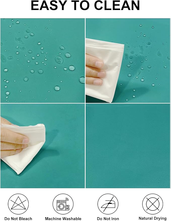 Fokitut 2 Pack Waterproof Rectangle Tablecloth, 60x102 Inch, Stain Resistant and Wrinkle Polyester Table Cloth, Fabric Table Cover for Kitchen Dining, Wedding, Party, Holiday Dinner-Turquoise