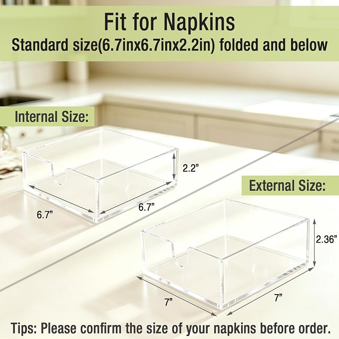 Bryantye Acrylic Napkin Holders, Transparent | Bathroom Napkin Tray, Napkin - Image 3