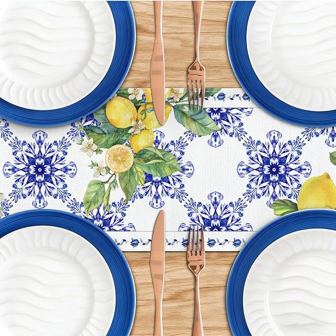 Italy Blue Tiles Runner Decorative, Housewarming Gifts - Image 4