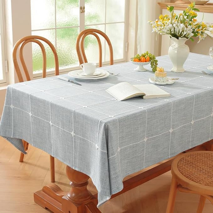 Zobesta Blue Square Table Cloth 70 x 70 Inch, Cotton Blue Linen Tablecloth Square, Heavy Weight Washable Farmhouse Soft Boho Tablecloth for Outdoor, Party, Holiday, Picnic, Dining