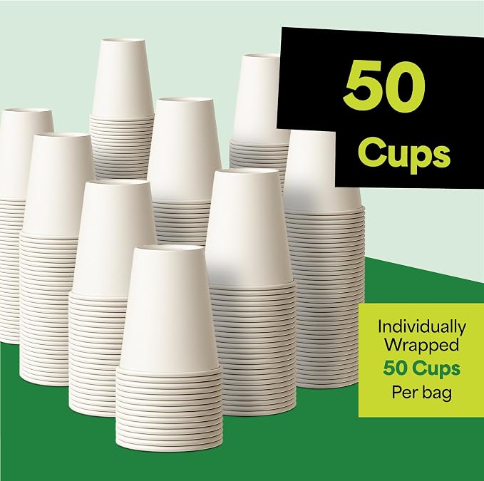 EconoHome 10 oz 50 Pack Disposable Coffee Paper Cups - Image 7