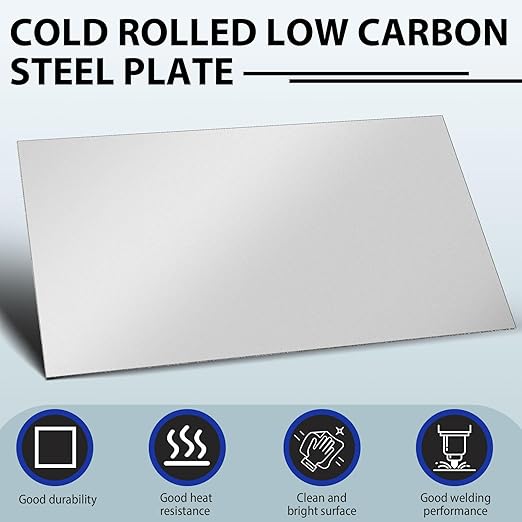 24 x 48 Inch 16 Gauge Mild Steel Sheet Metal Plate, Square Weldable Carbon Cold Rolled Panels for Industrial DIY Welding, Craft Use Accessories, Easy Formability Smooth Surface