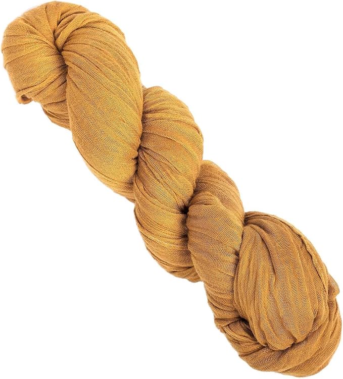 Efavormart 10ft Mustard Yellow Cheesecloth Table Runner - Image 3