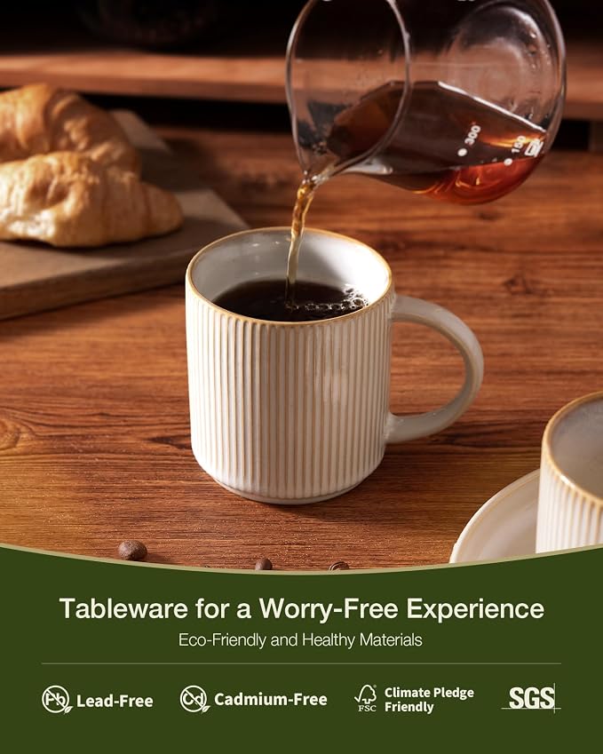 famiware Coffee Mug Set for 4, Star 12 oz Catering Mugs Cup Set - Image 2