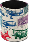 Leather Pen Holder for Desk, Airplane Retro Stamps Pencil Cup Pen Organizer by Unknown