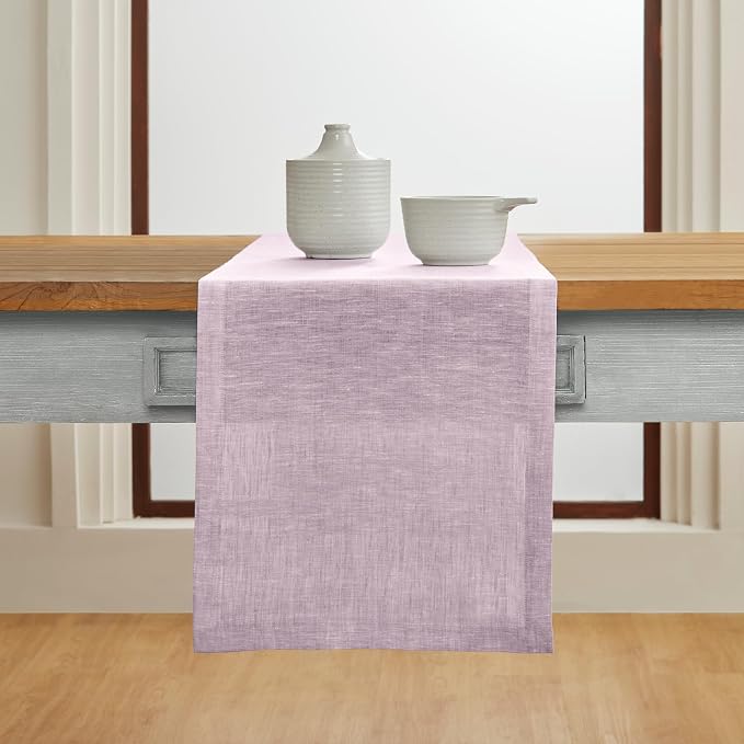 Solino Home 100% Pure Linen Table Runner Lavender, Athena 14 x 120 in Long | - Image 2