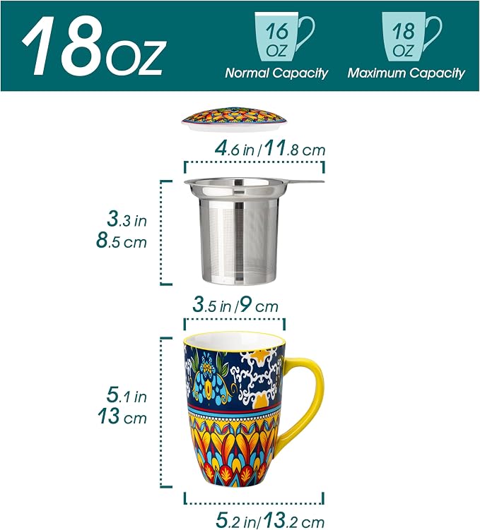 vancasso 18 Oz Tea Infuser Mug - Image 2