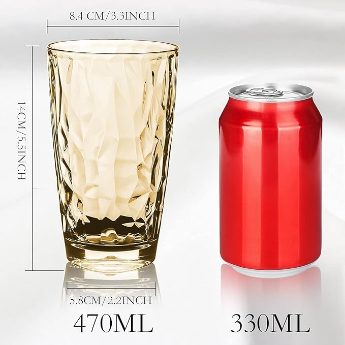16 oz Plastic Tumblers Drinking Glasses, Clear Acrylic Drinking Cups Wine Glasses Beverage Cups Tumbler for Poolside Party, Outdoor&Indoor, Stackable, Dishwasher Safe, Easy to Clean, Large Capacity