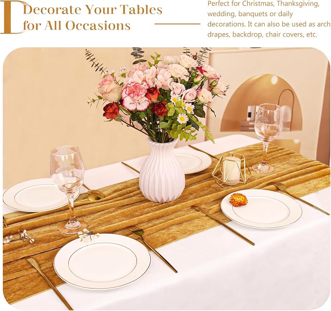 Velvet Table Runner 20 x 120 Inches 10ft Luxurious Thick Soft Velvet Christmas - Image 5
