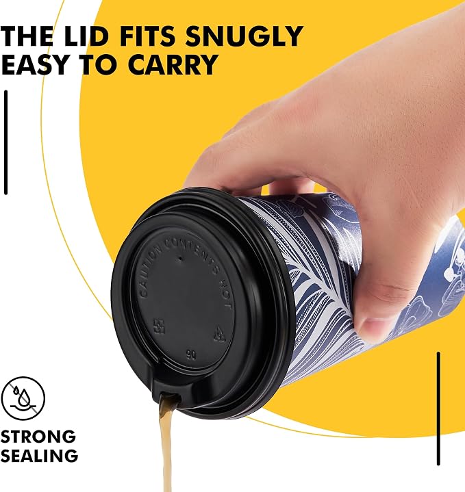 RACETOP Coffee Cups with Lids 16 oz, 100 Pack Disposable To Go Cups, To-go - Image 4
